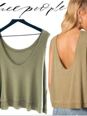 We The Free Oversized Tank Top, Moss Green | Size xs, fits like Medium/Large